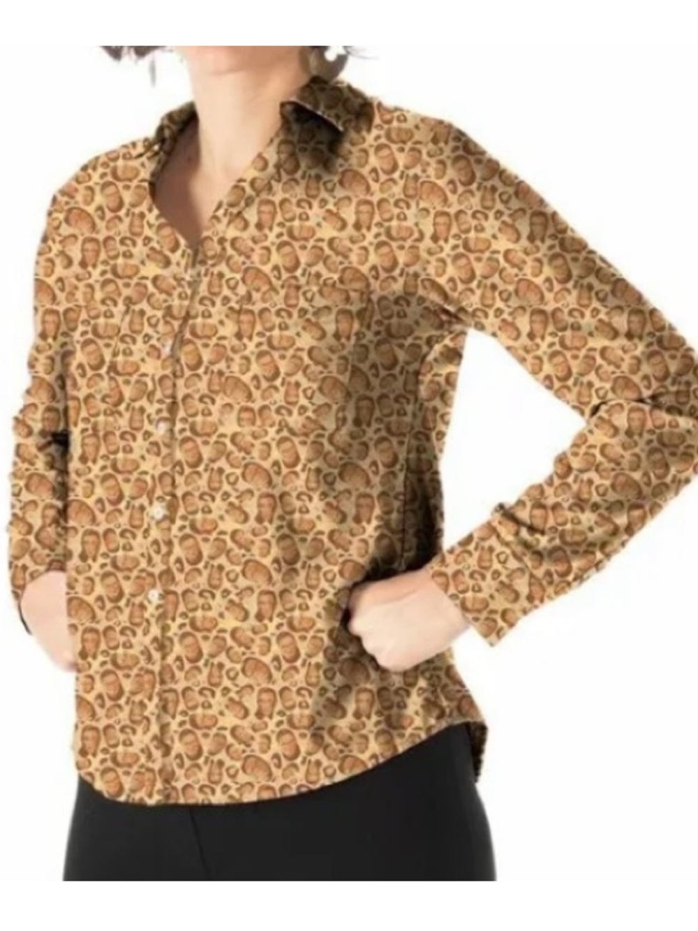 Betabrand RBG Ruth Bader Ginsberg leopard button down shirt XL